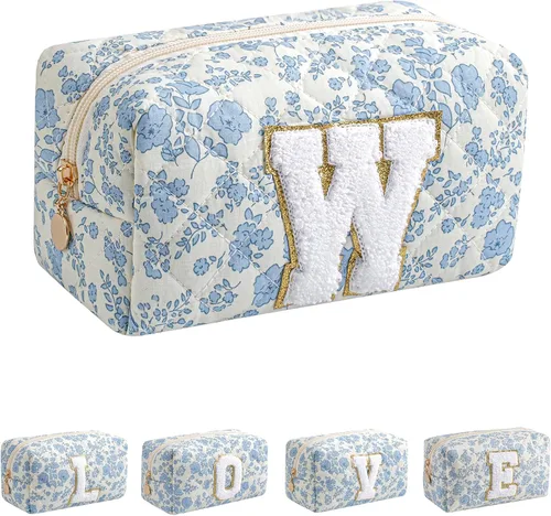 Miniatura 61 de Bolsa de maquillaje alfabética JOVAKIT, bolsa de cosméticos para mujeres, regalos de Navidad para niñas de 6 a 18 años, neceser de viaje con flores