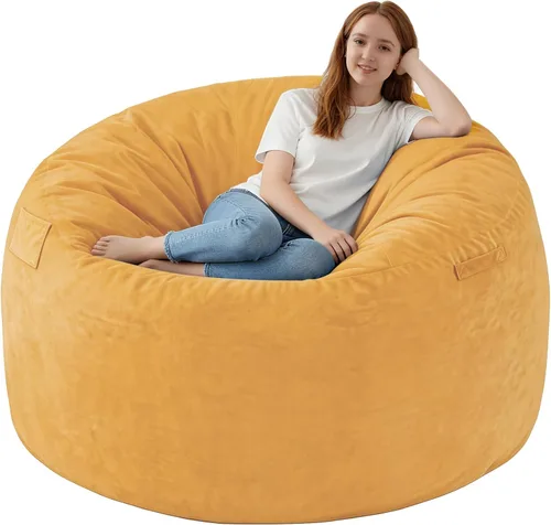 Miniatura 79 de Silla de Puf de 3 Pies, Sillas de Puf Cómodas con Relleno de Espuma Viscoelástica, Sofá de Puf Esponjoso con Funda de Terciopelo Holandés, Sillas