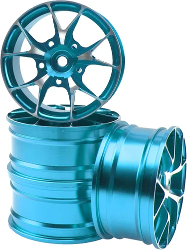 Miniatura 2 de ShareGoo - Llantas de metal RC de 0.472 pulgadas, bujes hexagonales 1/10 RC Drift On-Road Racing Touring Llanta compatible con HSP Tamiya Kyosho Azul