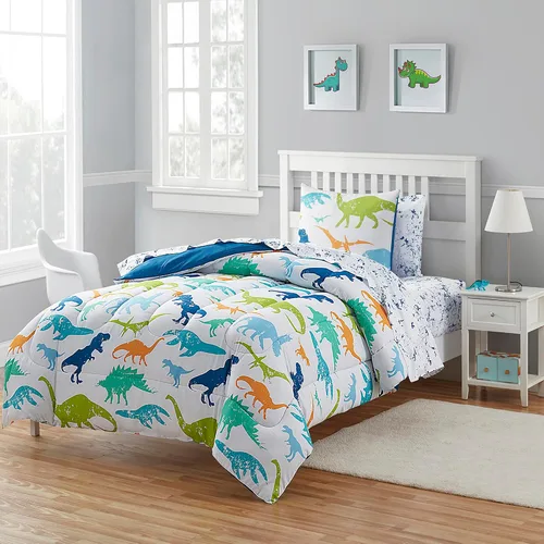 Miniatura 45 de Juego de ropa de cama para niños en una bolsa para niños y niñas, juego de sábanas impresas y edredón, individual, Waterbury Marble Mármol Waterbury