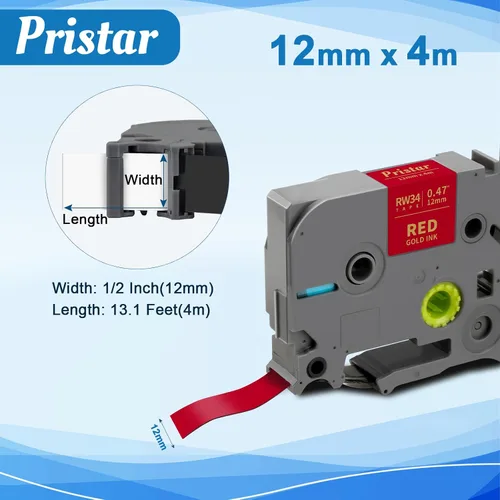 Miniatura 2 de Pristar Cinta de satén de repuesto compatible TZe para Brother TZe-R231 TZe-R234 TZe-RE34 TZe-RN34 TZe-RW34 para PT-P710BT D210 H110 H100 E110 H101