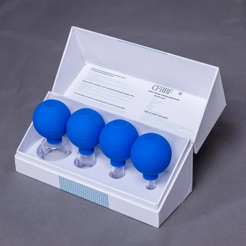 Miniatura 2 de Juego de Terapia de Ventosas Faciales de 4 Tamaños de Vidrio, Copa de Masaje al Vacío Anti Celulitis para Ojos y Cara - Terapia de Masaje