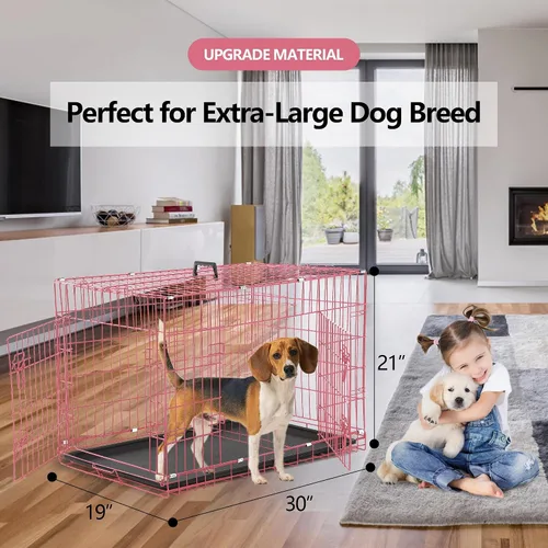 Miniatura 2 de Jaula mediana para perros de 30 pulgadas, resistente para perros medianos, jaula plegable de alambre de metal con bandejas extraíbles, cerraduras