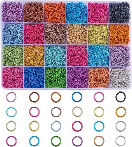 10320 anillos de salto de 24 colores para hacer joyas, anillo de aluminio de 0.236 in en forma de O, anillos de salto de colores para collares,