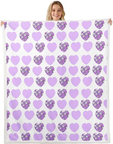 Miniatura 10 de Erosebridal Girls Fleece Blanket 40x50 Heart Rainbow Fuzzy Plush Throw for Sofa Couch Hand Drawn Sherpa Blanket Cartoon Love Geometric
