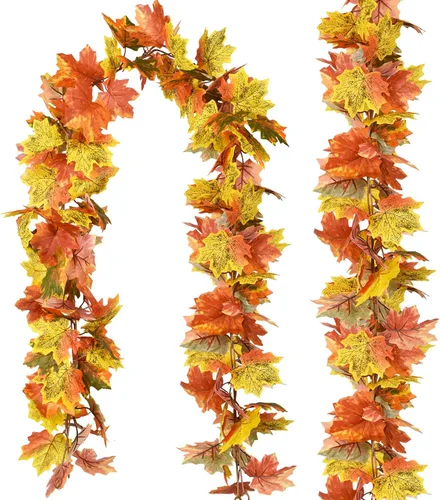 Miniatura 13 de DearHouse - Guirnalda de hojas de arce, 2 unidades, 5.9 pies la unidad, vid para colgar, guirnalda artificial para el otoño, ramaje para decorar