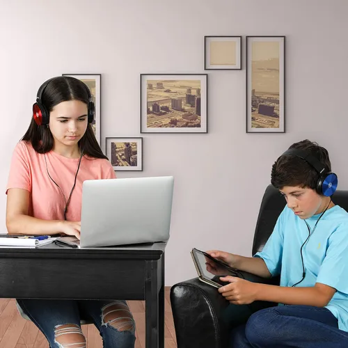 Miniatura 5 de Auriculares Sonitum para Aula - Juego de 25, Auriculares Cómodos Giratorias para Estudiantes, para Biblioteca, Escuela, Avión, Niños