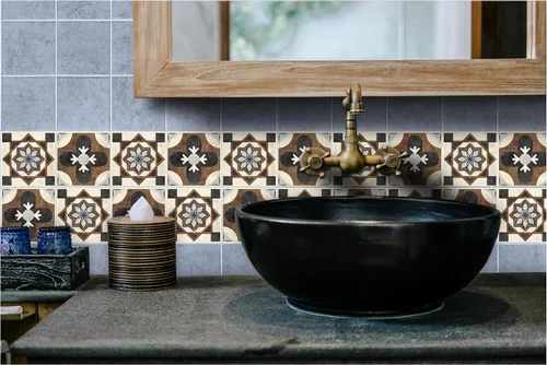 Miniatura 18 de IRI-GIRI Adhesivos para azulejos de loseta en muro Calcomanías de pared de vinilo impermeables de 4 x 4 pulgadas para cocina y baño Azulejos