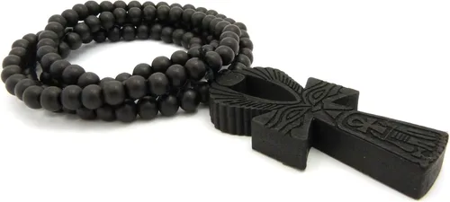 Miniatura 4 de Grabado Egipcio Ankh Colgante 8mm 36" Bead Collar de madera (3colores disponibles)