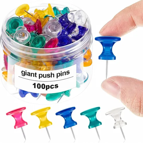 Miniatura 11 de Outus 100 piezas chinchetas gigantes tachuelas grandes con cabezas de plástico de 1 pulgada chinchetas jumbo para tablero de corcho mapas pósteres