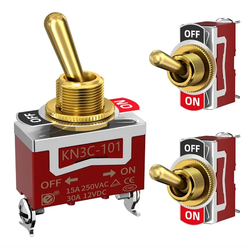 Miniatura 7 de RVBOATPAT Interruptor de palanca impermeable de 12V para barco marino, automóvil, coche, SPST, 2 pines, interruptor de palanca ON/OFF con cubierta