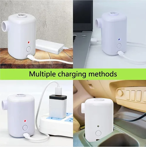 Miniatura 7 de Bomba de aire eléctrica, bomba de aire portátil con batería de 2000 mAh recargable por USB para inflar desinflar, desinflar para anillo de natación