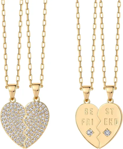 Miniatura 10 de PAVOI Collar de corazón chapado en oro de 14 quilates con circonita cúbica Bonitos collares con colgante de amor delicado para mujer
