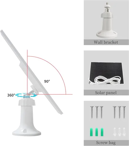 Miniatura 6 de Panel solar de 4 W para cámara de seguridad, cargador de panel solar tipo C y micro para cámara exterior con batería recargable, paneles solares