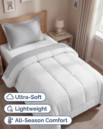Miniatura 2 de Tamaño Individual, Edredón de Plumón Blanco Alternativo - Cálido y Ligero - Juego de Ropa de Cama de Calidad Hotelera de Lujo y Transpirable
