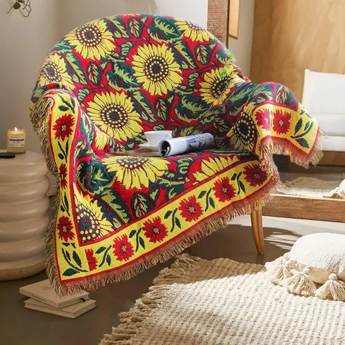 Miniatura 13 de Mantas Boho Reversibles Mantas Tejidas Cubiertas Hippie para Sofá Cama Sillón Reclinable Sofá Tapiz Bohemio Protector de Muebles Colorido