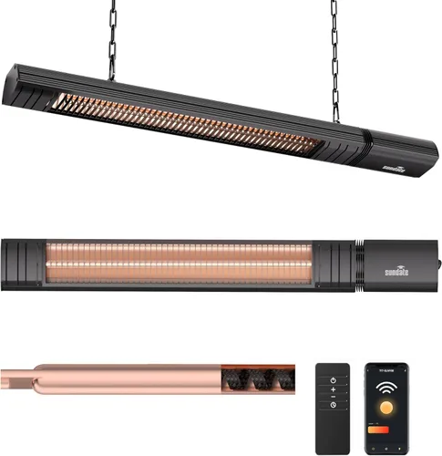 Calentador eléctrico de techo para exteriores, control Wifi, para colgar en la pared, patio colgante de 1500 W, infrarrojo, 9 niveles de calor,