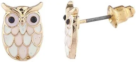 Miniatura 2 de Lux Accessories Juego de pendientes de tuerca de búho pastel triples en tono dorado (3prs), Oro