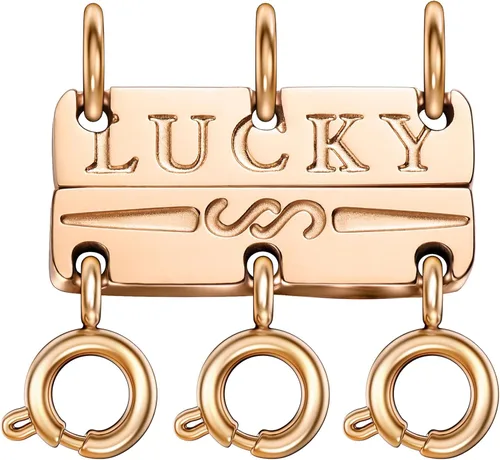 Miniatura 13 de OHINGLT Collar de la suerte separador de cierre para apilable, chapado en oro de 14 quilates y plata, múltiples cierres de collar para mujer Triple