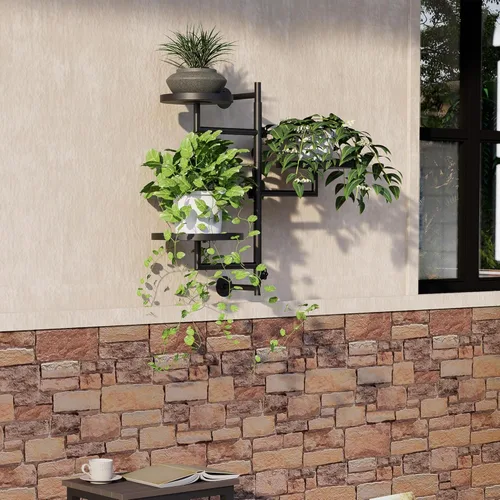 Miniatura 3 de Estantes giratorios de pared para plantas, estante de plantas para ventana, soporte de pared de metal de 3 niveles para múltiples plantas