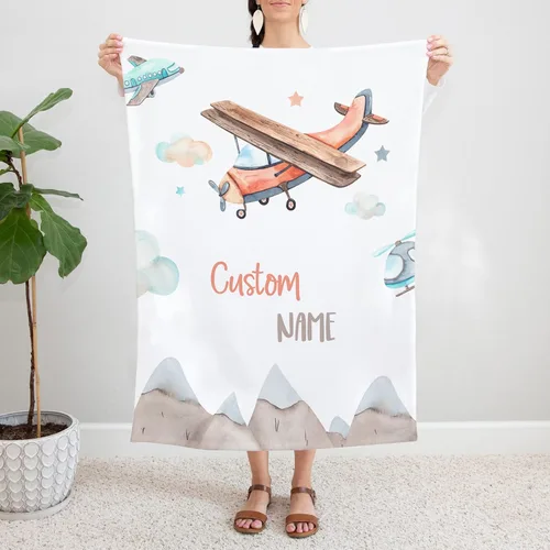 Miniatura 5 de Manta de avión personalizada, manta de bebé personalizada, manta con nombre de bebé, manta de guardería de avión, manta de felpa súper suave