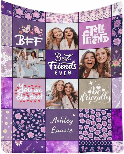 Miniatura 32 de Regalos de cumpleaños para mujeres, manta de amistad personalizada con tus fotos, manta personalizada con mis propias imágenes para hermanas