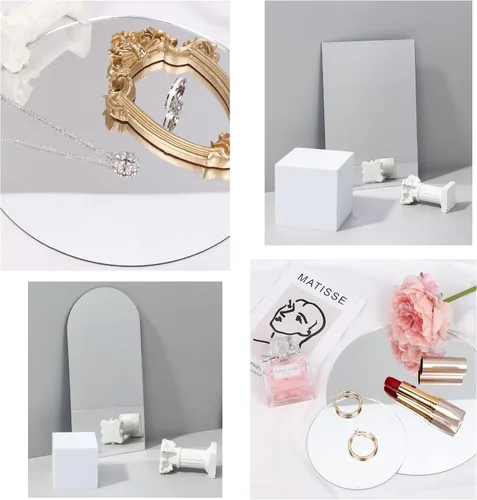 Miniatura 2 de Juego de 4 accesorios geométricos de espejo para fotos, tablero de reflejo de espejo acrílico, accesorios de fondo de fotografía para productos