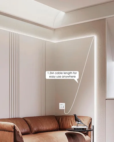Miniatura 7 de Aclorol Tira de luz LED COB 5V Blanca 6000K Luz de tira LED regulable para TV 1.5M/4.92FT 480LEDs Tira de luces de cinta flexible y cortable