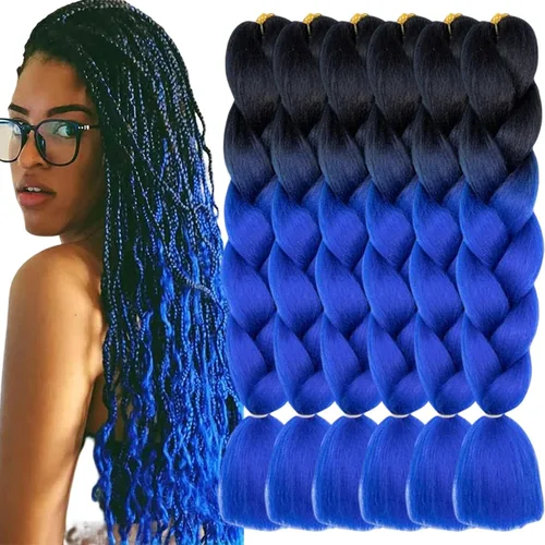 Miniatura 10 de Beige (613) Cabello trenzado 6 paquetes de extensiones de cabello sintético de 24 pulgadas, extensiones de cabello trenzado Jumbo Ombre trenzado