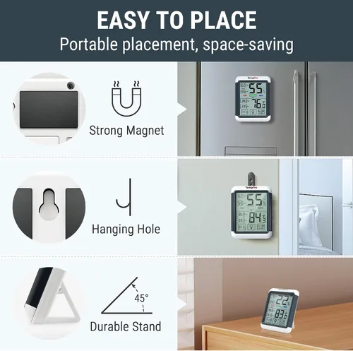 Miniatura 6 de ThermoPro TP55 - Higrómetro digital de interior, termómetro de 4 pulgadas con pantalla táctil y retroiluminación, termómetro de habitación / medidor
