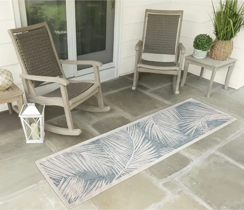 Liora Manne Carmel - Alfombra de área de mezcla sintética para interiores y exteriores, perfil bajo, decoración de hojas botánicas de transición