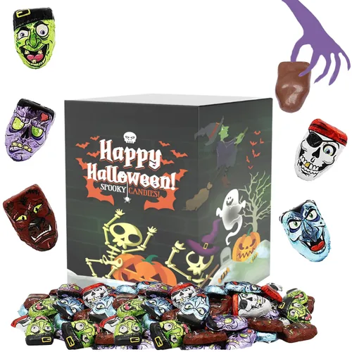 Miniatura 14 de Surtidos de chocolate misterioso de Halloween, rellenos de bolsas de fiesta de chocolate con leche, láminas espeluznantes de diseño de Halloween