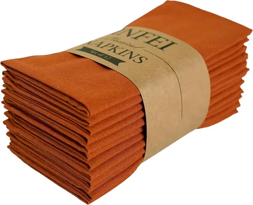 Miniatura 22 de Servilletas de tela fina de poliéster y lino mezclado de color sólido, juego de 12 (15.7 x 15.7 in), para eventos y uso doméstico (egeo)
