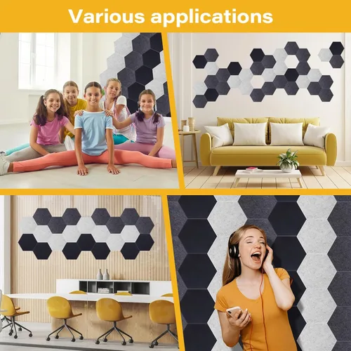 Miniatura 7 de Paneles acústicos, Magrowill, paquete de 12 paneles de pared insonorizados, paneles acústicos de alta densidad absorbentes de sonido
