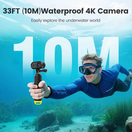Miniatura 5 de Cámara de vlogging 4K 30FPS, cámara POV de 64 GB con impermeable de 33 pies, cámara de acción pequeña de 20 MP estabilización de 6 ejes, cámara