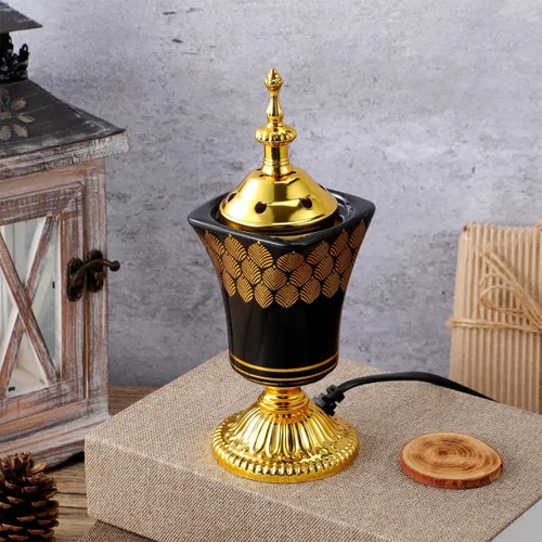 Miniatura 3 de Amosfun Quemador de incienso eléctrico, estilo árabe, incensario, hogar, oficina, decoración de mesa, yoga, spa, aroma, ornamento, enchufe de EE. UU