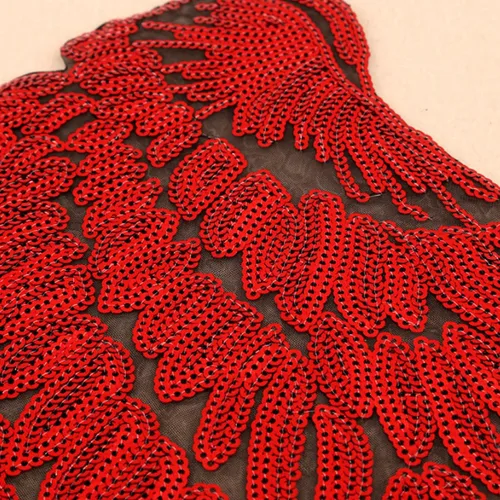 Miniatura 3 de Sun Kea 1 par de lentejuelas alas de ángel motivo DIY bordado hierro en parche apliques decoración rojo