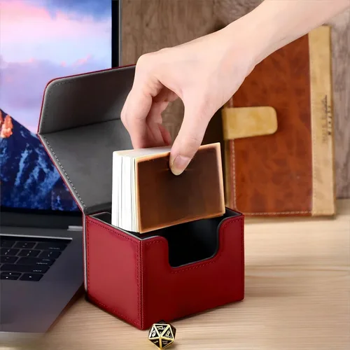 Miniatura 6 de Yookeer 4 Piezas Cajas de Cartas de Cuero para Mazo Cajas de Juego de Cartas de Mazo para Caja de Cartas Coleccionables Compatible con MTG Commander