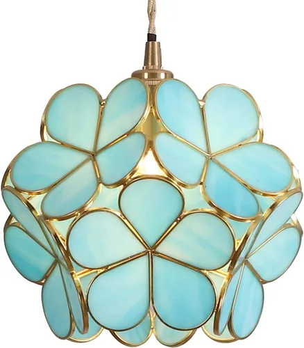 Miniatura 17 de Bieye L10749 - Lámpara colgante de techo de vidrio manchado estilo Tiffany con pantalla de 8 pulgadas de ancho (naranja, 8" flor de cerezo)