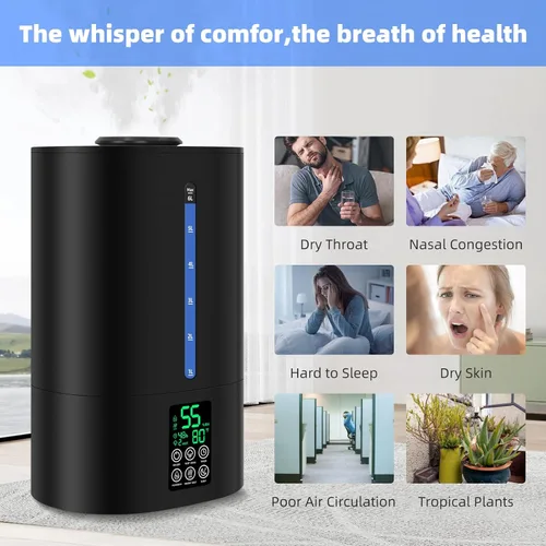Miniatura 5 de Coolfiqu Humidificadores de 6L para dormitorio, habitación grande, hogar, humidificador fresco y cálido para bebés y plantas, humidificadores