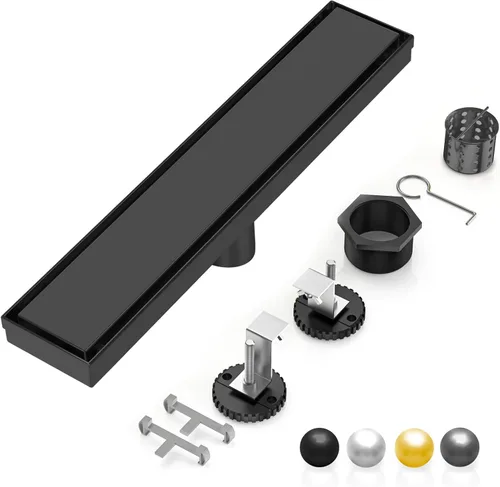 Miniatura 18 de DLONE Drenaje lineal de ducha Drenaje lineal de acero inoxidable AISI 304 de 36 pulgadas, desagüe de ducha negro mate con panel de inserción
