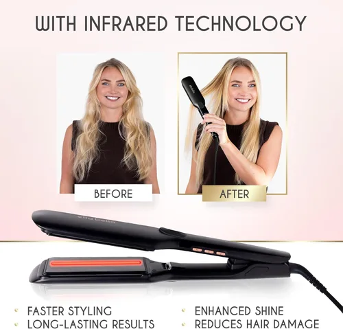 Miniatura 4 de ELLA BELLA® Plancha plana de titanio para alisar el cabello (con infrarrojos) • Alisador de pelo profesional • Pantalla digital para controlar