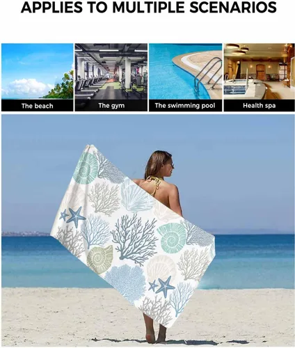 Miniatura 6 de Seven Roses Juego de toallas de baño costeras, toallas de baño suaves y absorbentes, toallas de baño náuticas con estrellas de mar para baño Kicthen