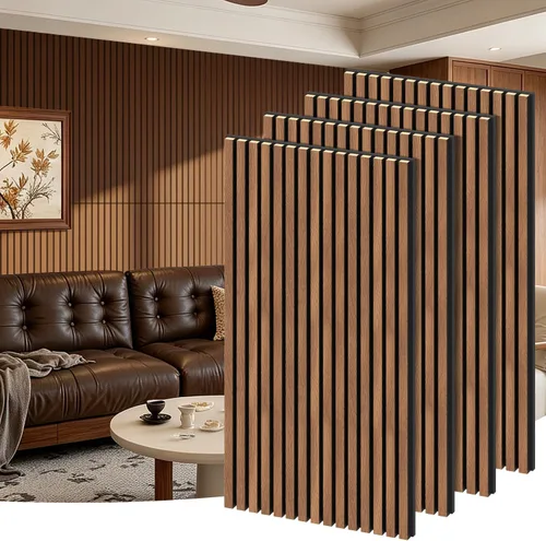 Miniatura 8 de RITOLLO Paneles de madera para pared de 4.92 x 7.68 pulgadas, paneles acústicos para decoración de pared interior, panel de pared de listones