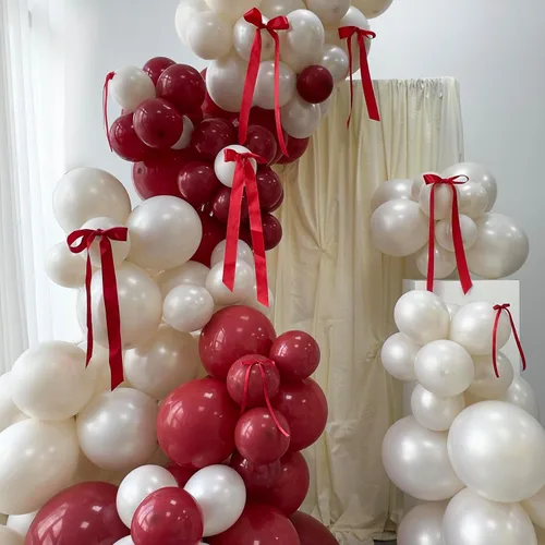 Miniatura 14 de Kit de arco de globos de 185 piezas negros y de arena de perlas doble relleno con lazos y perlas de imitación, globos negros y blancos