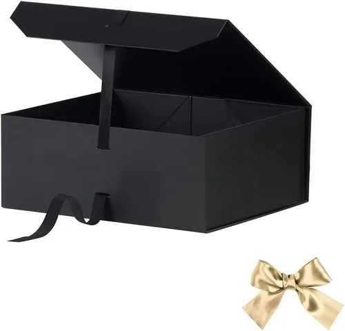 Miniatura 4 de Caja de regalo negra grande de 13 x 11 x 5.3 pulgadas, caja negra con cinta con tapa cierre magnético, caja de regalo de Navidad, cajas de regalo