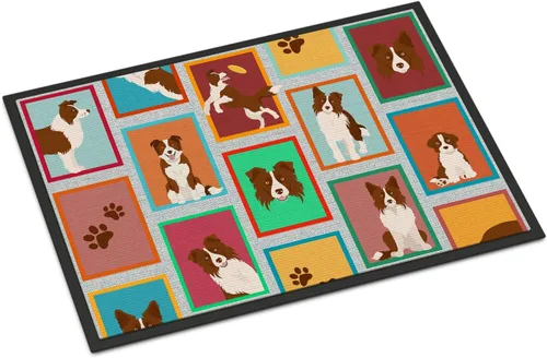 Caroline's Treasures MLM1149MAT - Felpudo rojo Border Collie de 18 x 27 pulgadas, para interiores y exteriores, para entrada, antideslizante, Border