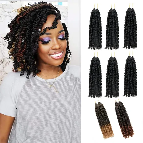 Miniatura 79 de Cabello de Ganchillo Pre-Retorcido Passion Twist para Mujeres Negras y Niños, Cabello Passion Twist Pre-Enrollado Trenzas Bohemias 4 Pulgadas 8
