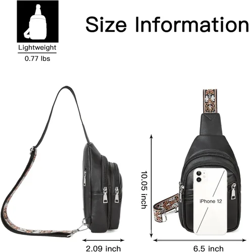 Miniatura 33 de Telena Bolso bandolera para mujer, bolso cruzado para mujer, cangurera de cuero vegano con correa ajustable