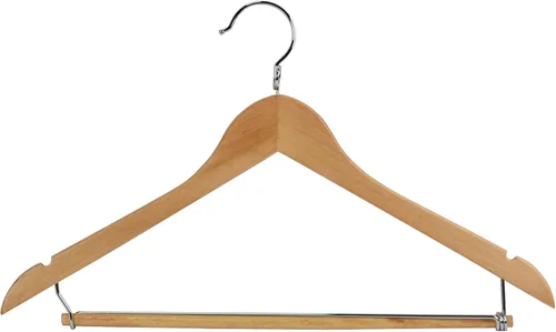 Proman Products KSC3031 Kascade - Perchas de madera, paquete de 50 unidades, diseño de anillo único, ahorro de espacio para pantalones con barra de